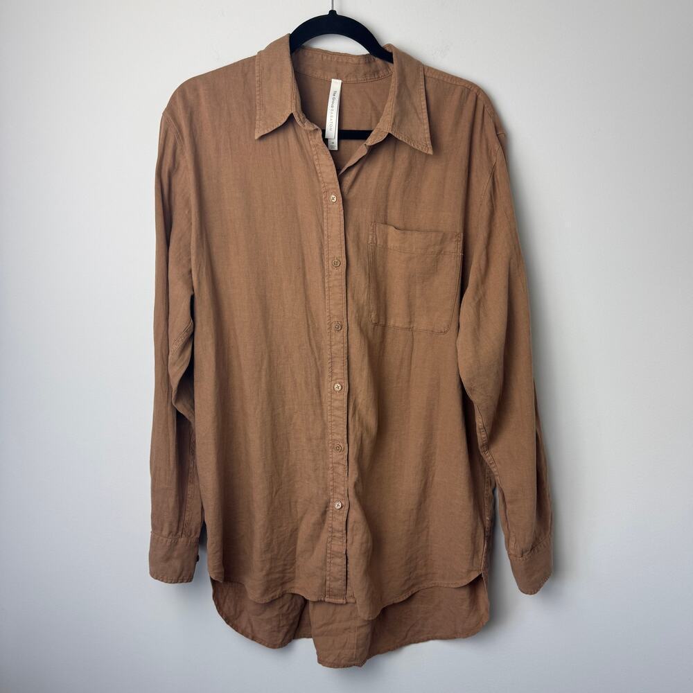Aritzia Babaton The Group Elizabeth Linen Blend Oversized Button Up Shirt Medium - Picture 2 of 9
